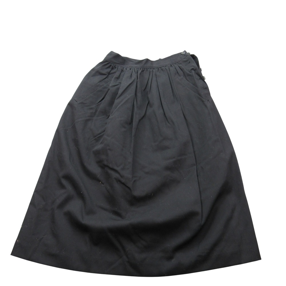 DOMINO Black 100% Pure Wool Pleated Midi‎ Skirt Women Size 8